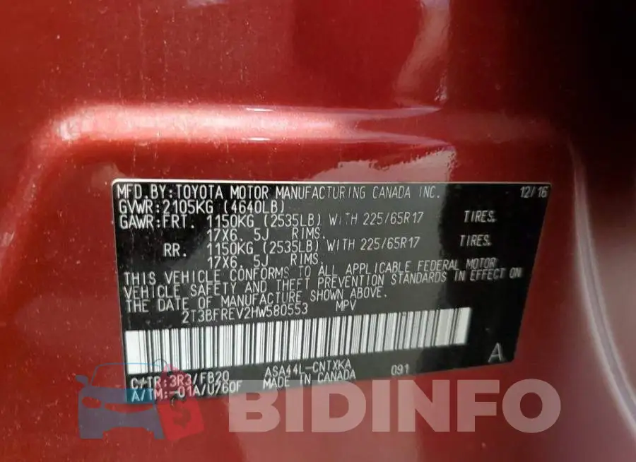 2T3BFREV2HW580553 Photo# 13