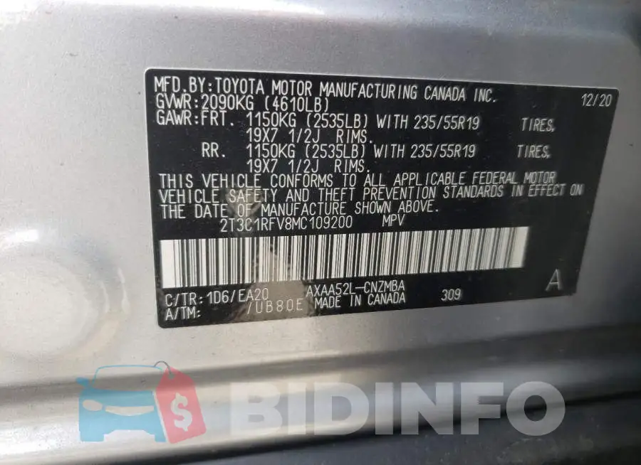 2T3C1RFV8MC109200 Photo# 13