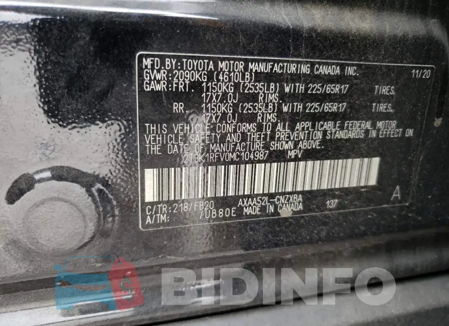 2T3K1RFV0MC104987 Photo# 13