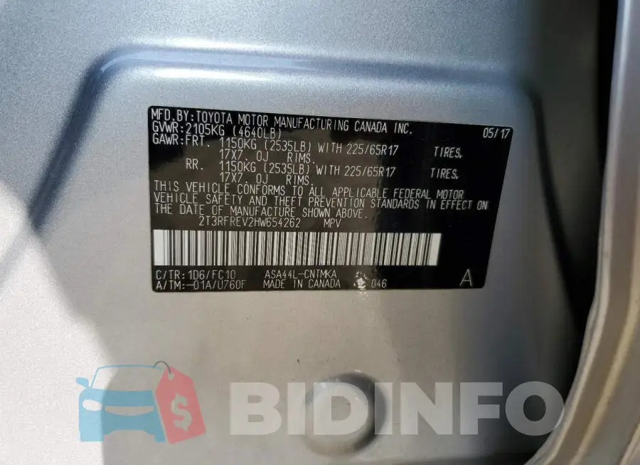 2T3RFREV2HW654262 Photo# 12