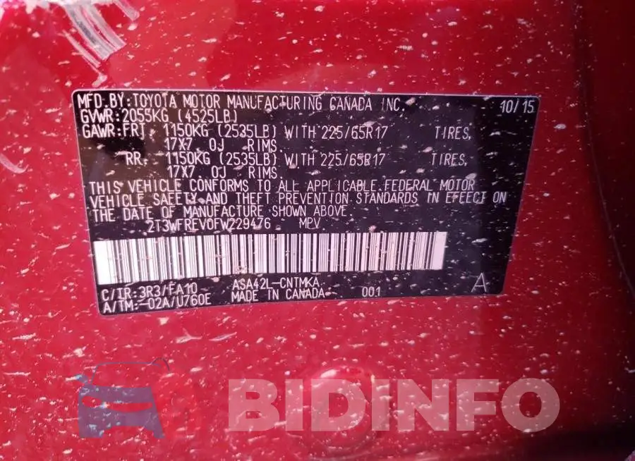 2T3WFREV0FW229476 Photo# 14