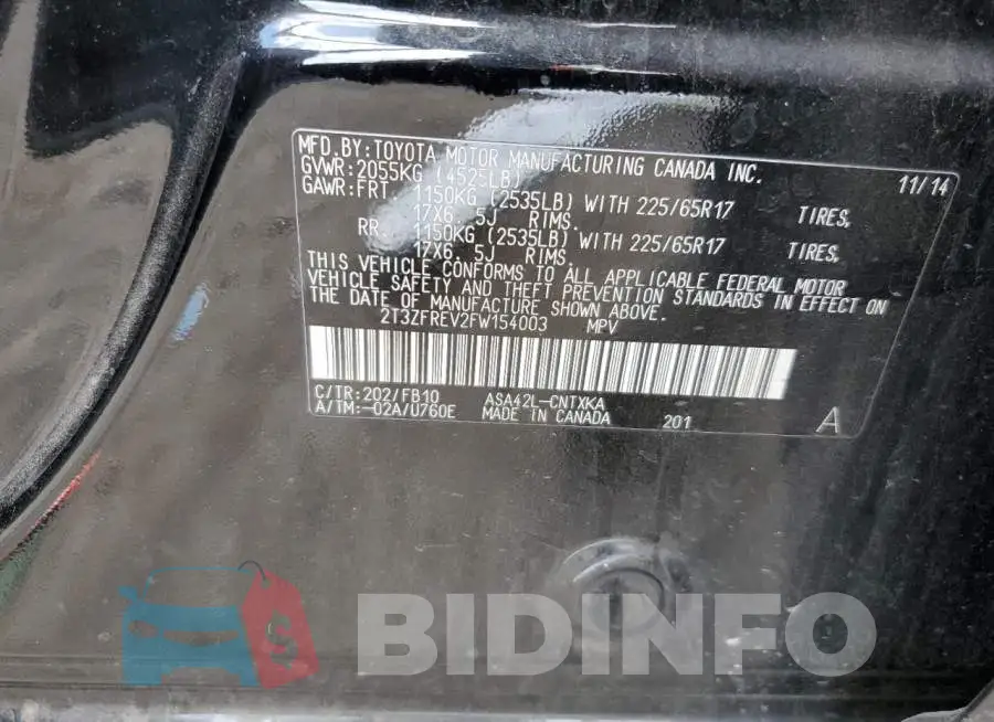 2T3ZFREV2FW154003 Photo# 12