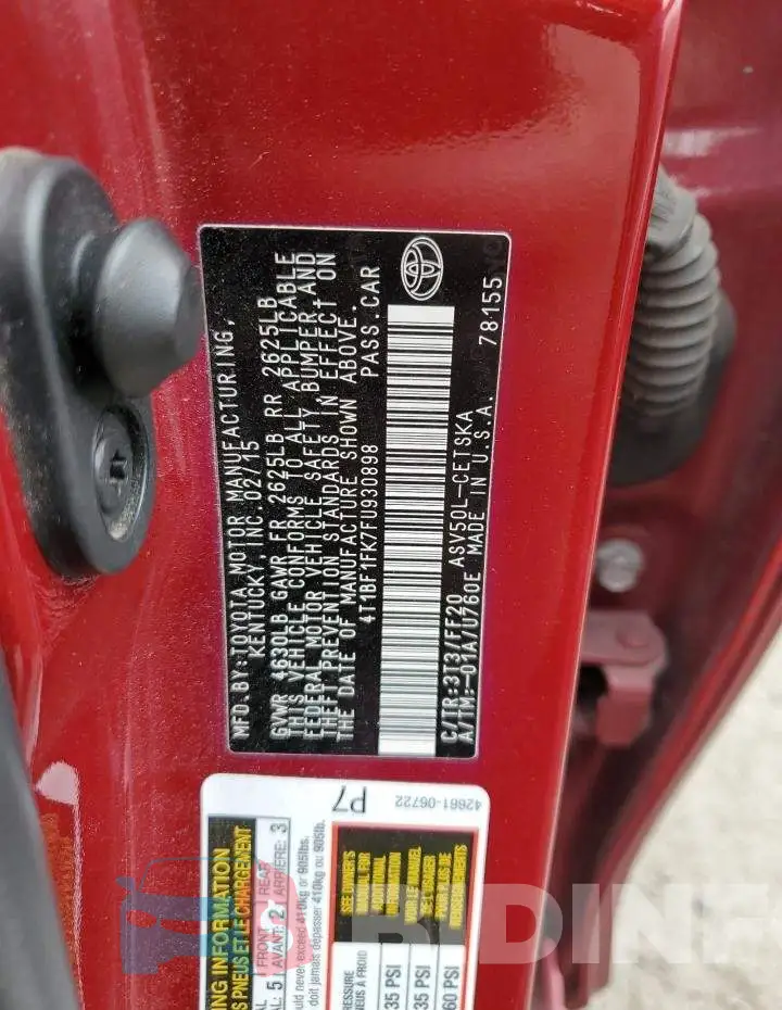 4T1BF1FK7FU930898 Photo# 12