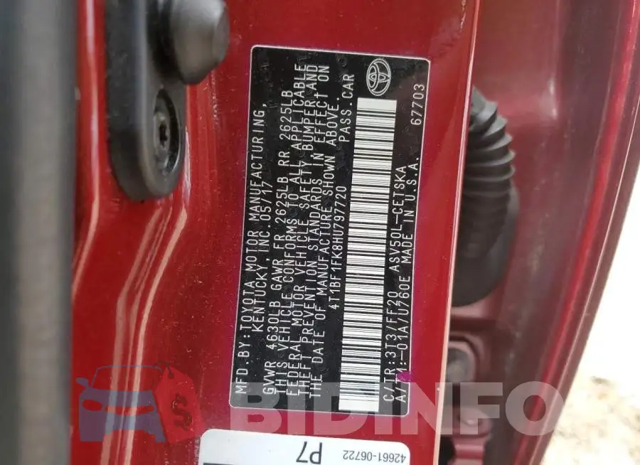4T1BF1FK8HU797720 Photo# 12