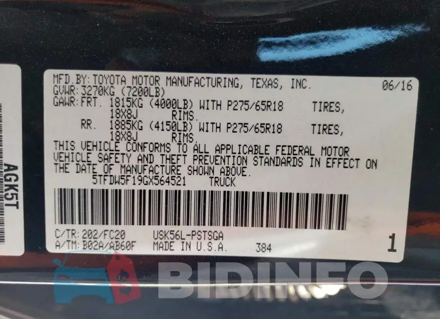 5TFDW5F19GX564521 Photo# 12