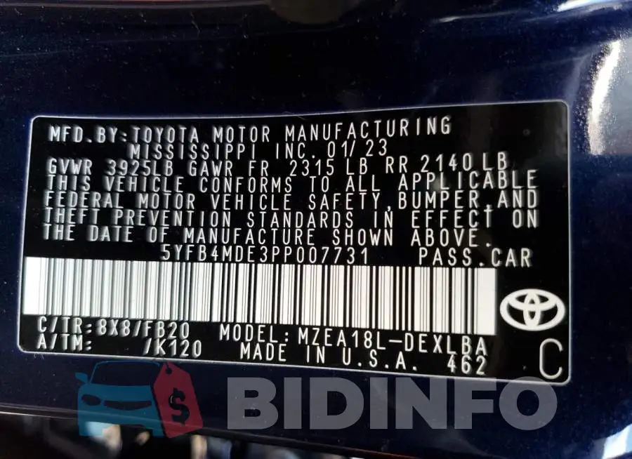 5YFB4MDE3PP007731 Photo# 13