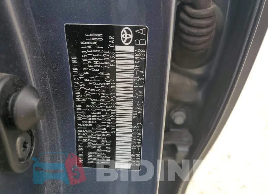 5YFBURHE2GP515017 Photo# 12