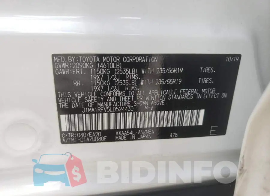 JTMA1RFV5LD524430 Photo# 13