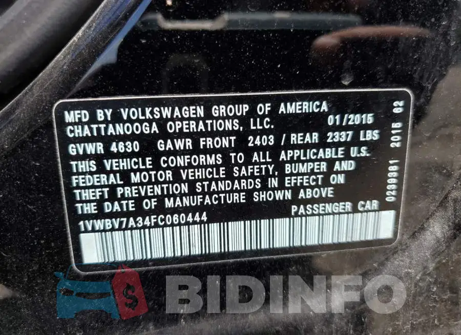 1VWBV7A34FC060444 Photo# 12