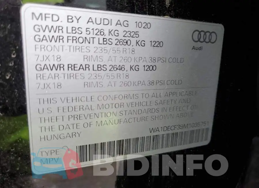 WA1DECF39M1035751 Photo# 14