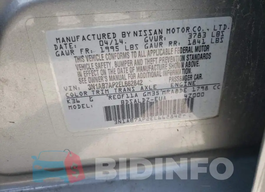 3N1AB7AP2EL662842 Photo# 12