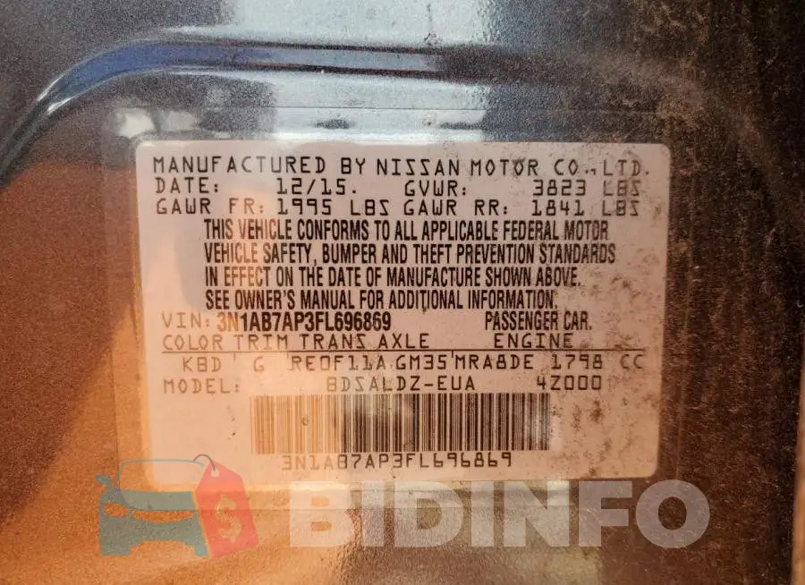 3N1AB7AP3FL696869 Photo# 12