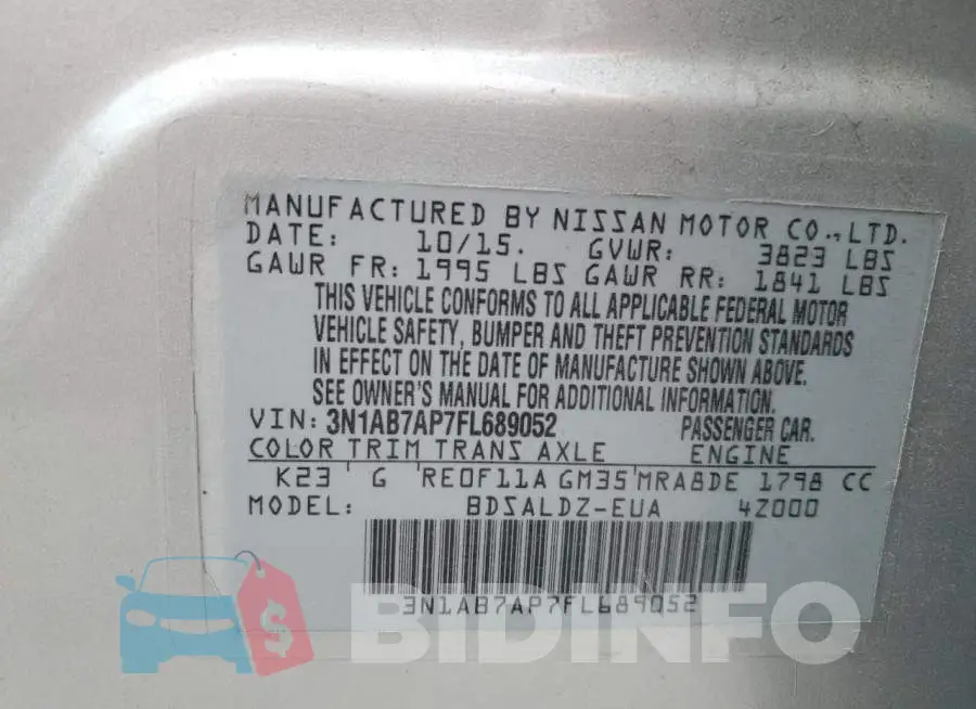 3N1AB7AP7FL689052 Photo# 12