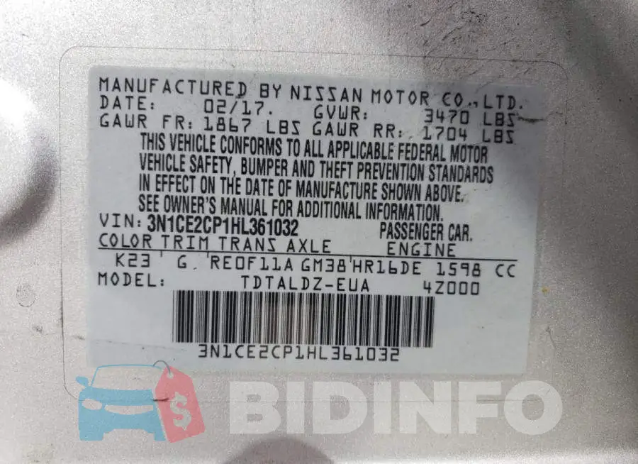 3N1CE2CP1HL361032 Photo# 12