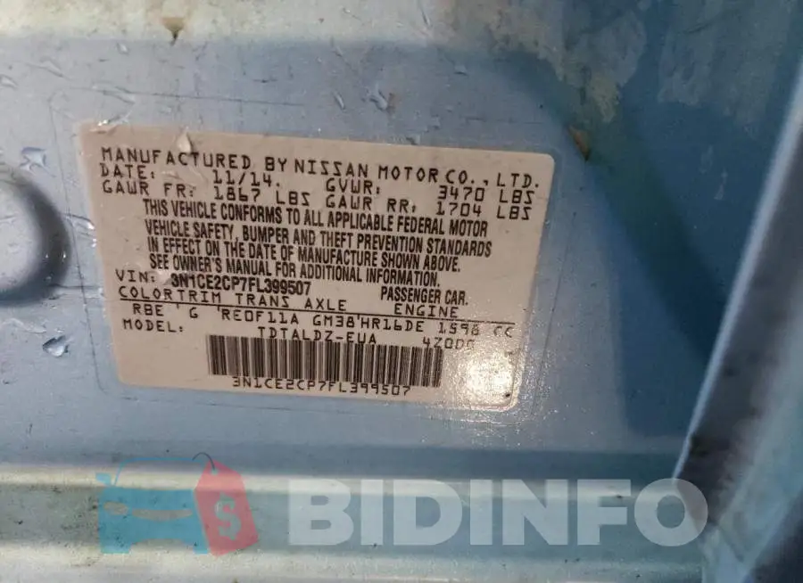 3N1CE2CP7FL399507 Photo# 14