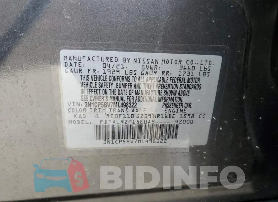 3N1CP5BV7ML498322 Photo# 13