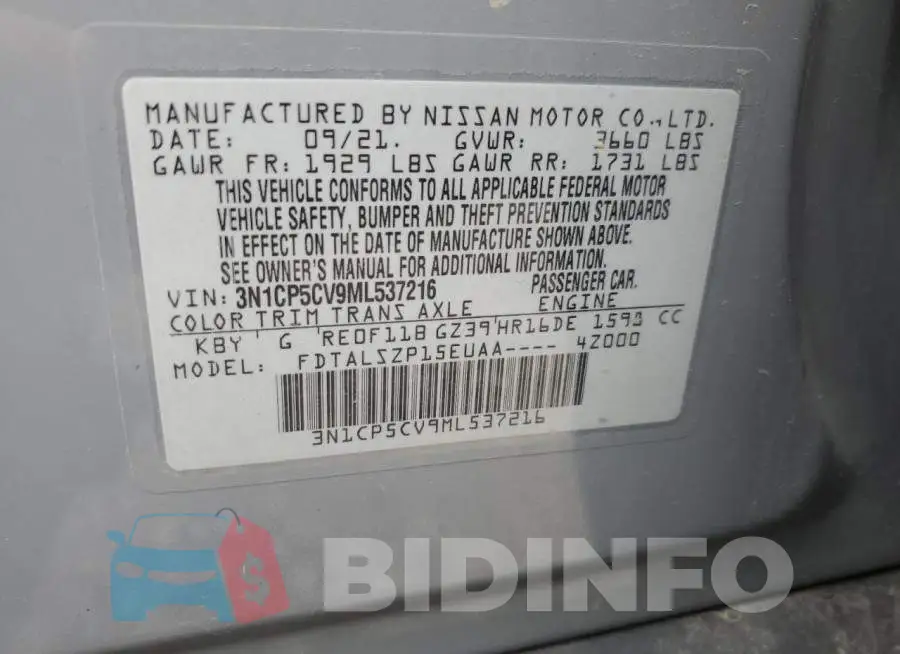3N1CP5CV9ML537216 Photo# 13