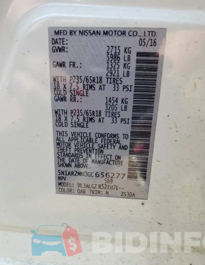 5N1AR2MN0GC656277 Photo# 13