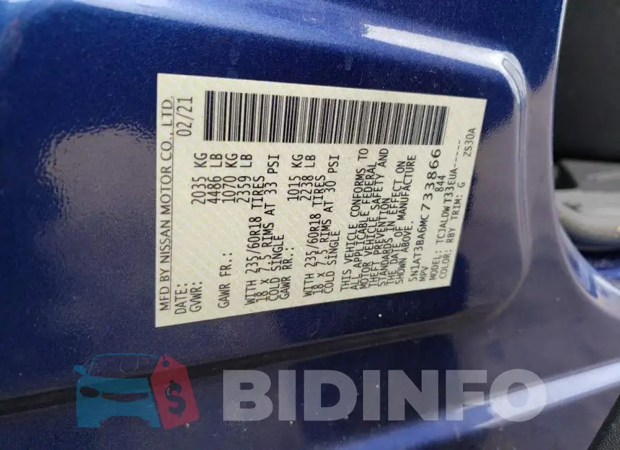 5N1AT3BA6MC733866 Photo# 14