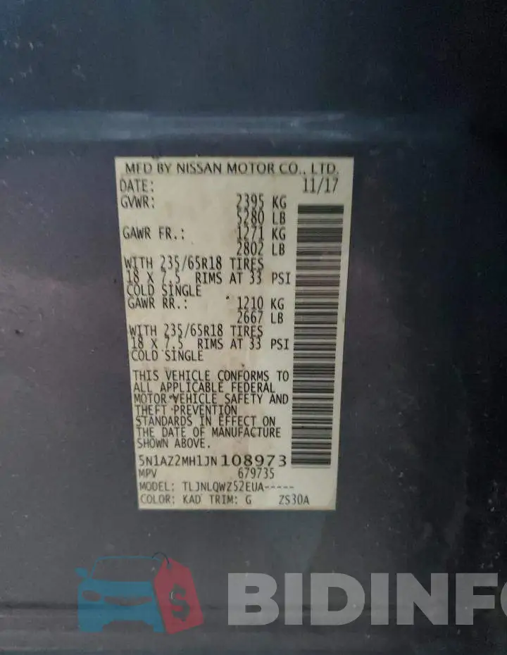 5N1AZ2MH1JN108973 Photo# 13