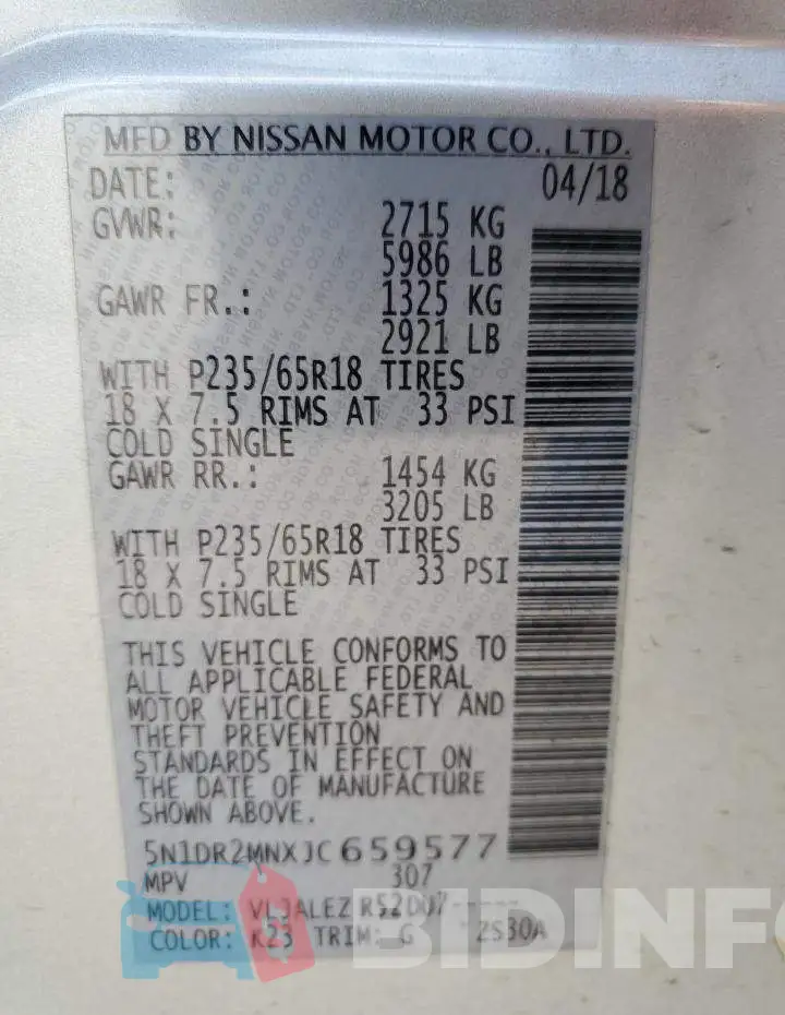5N1DR2MNXJC659577 Photo# 13