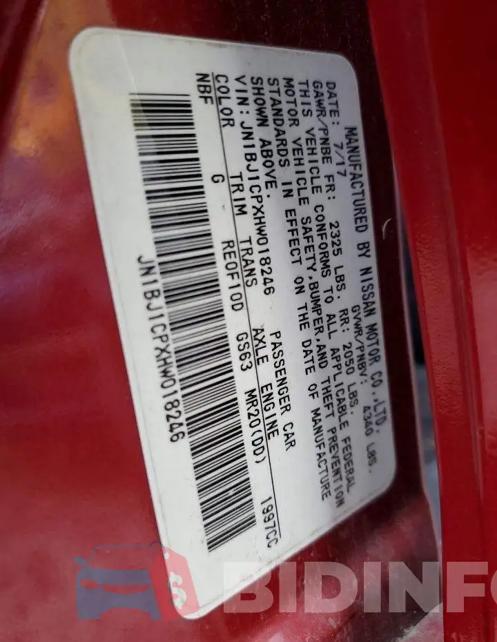 JN1BJ1CPXHW018246 Photo# 13