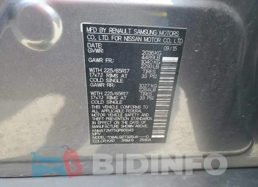 KNMAT2MT5GP601143 Photo# 13