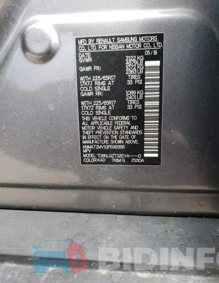 KNMAT2MV1GP698388 Photo# 13