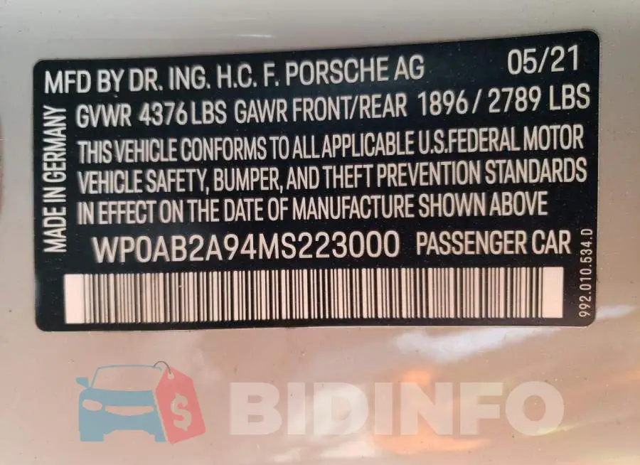 WP0AB2A94MS223000 Photo# 13