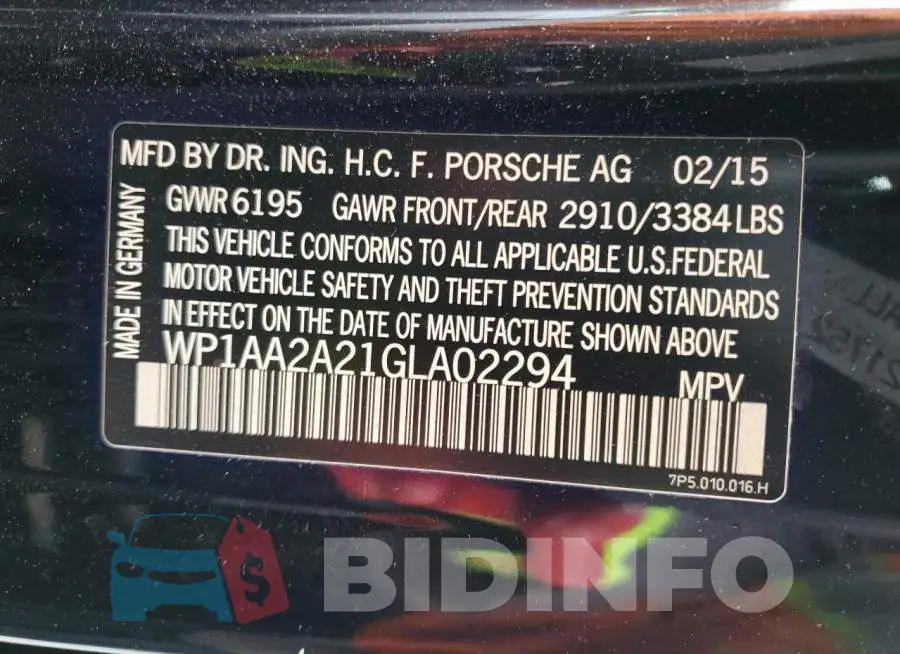 WP1AA2A21GLA02294 Photo# 13