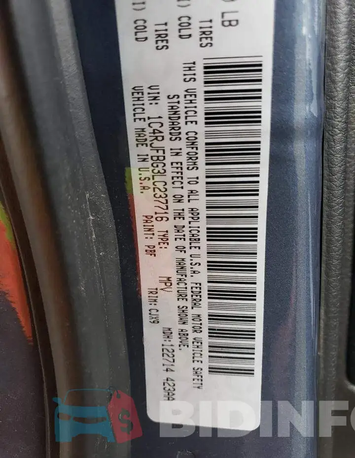 1C4RJFBG3LC237716 Photo# 13