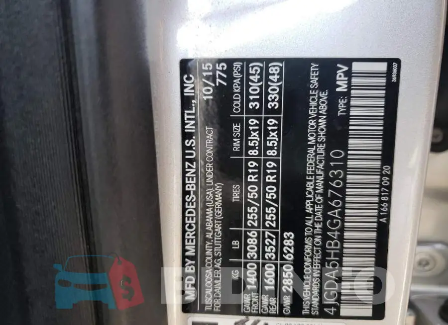4JGDA5HB4GA676310 Photo# 13