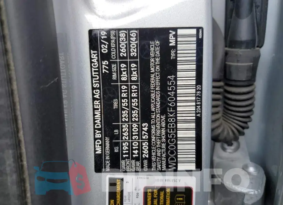 WDC0G5EB8KF604554 Photo# 13