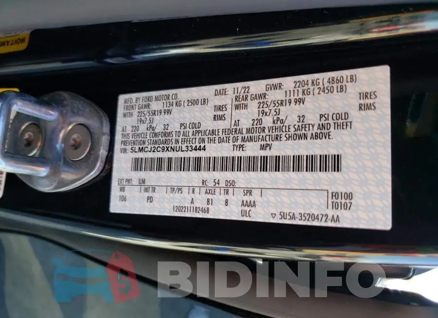 5LMCJ2C9XNUL33444 Photo# 14