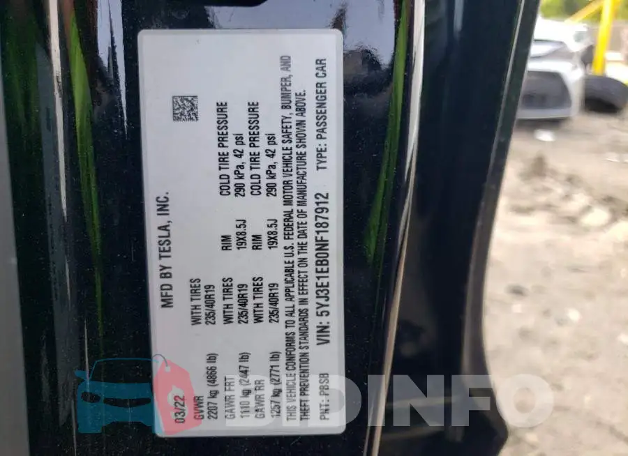 5YJ3E1EB0NF187912 Photo# 12