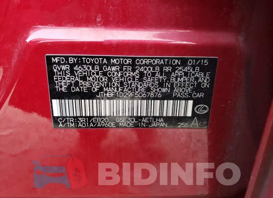 JTHBF1D29F5067876 Photo# 12
