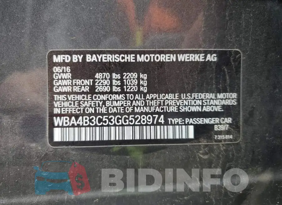WBA4B3C53GG528974 Photo# 12