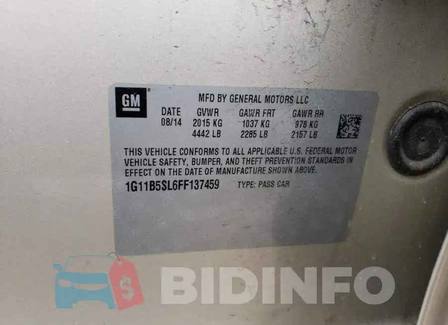 1G11B5SL6FF137459 Photo# 12