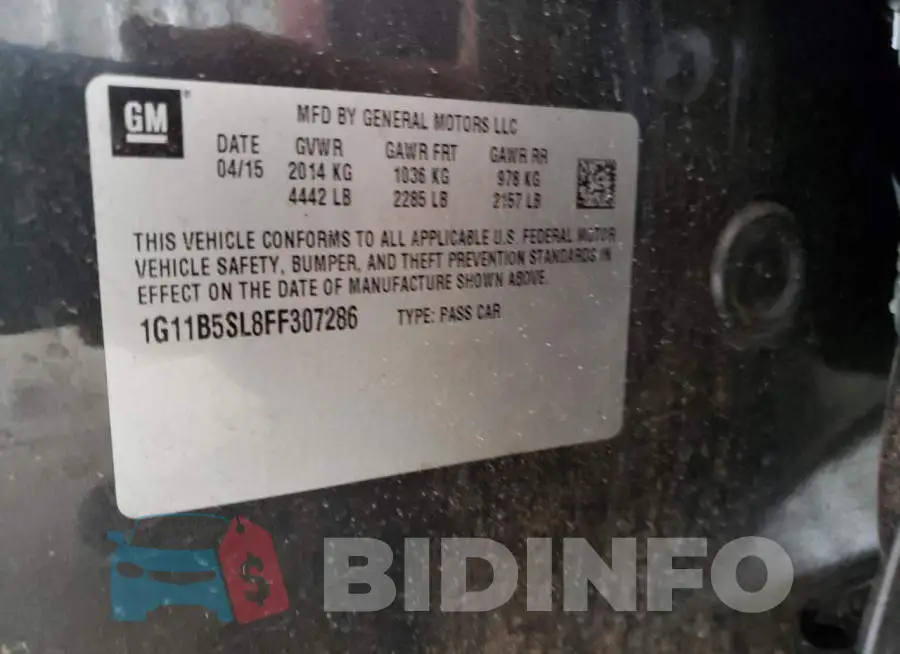 1G11B5SL8FF307286 Photo# 12