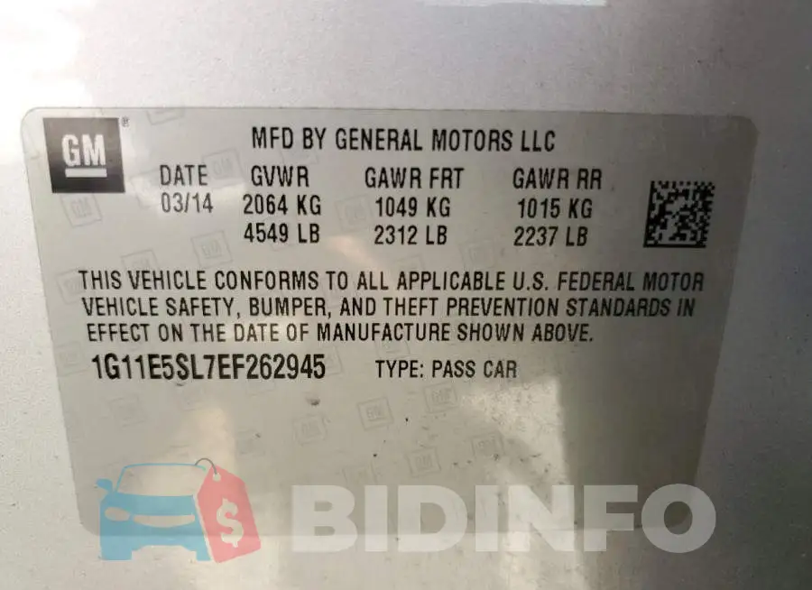 1G11E5SL7EF262945 Photo# 12