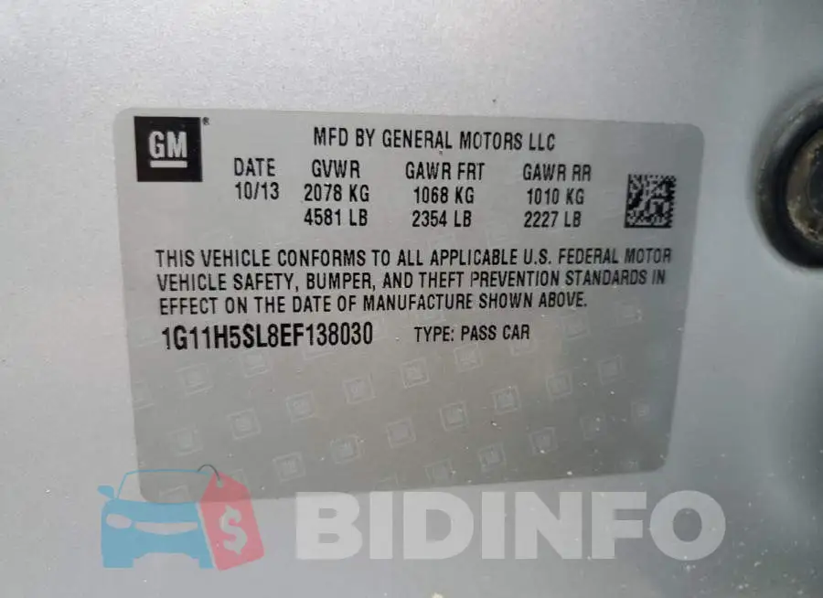 1G11H5SL8EF138030 Photo# 12