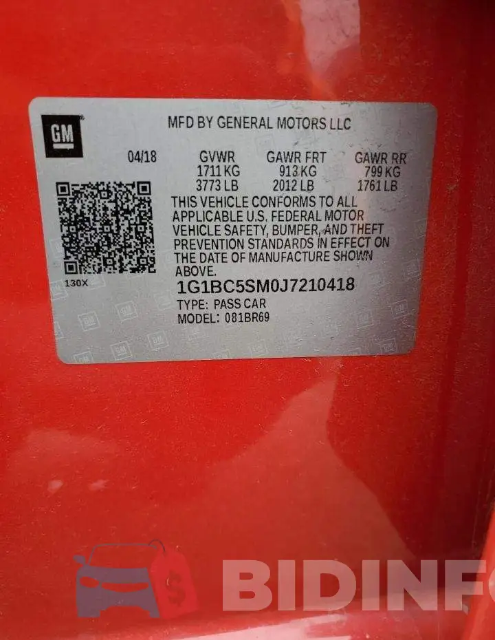 1G1BC5SM0J7210418 Photo# 12