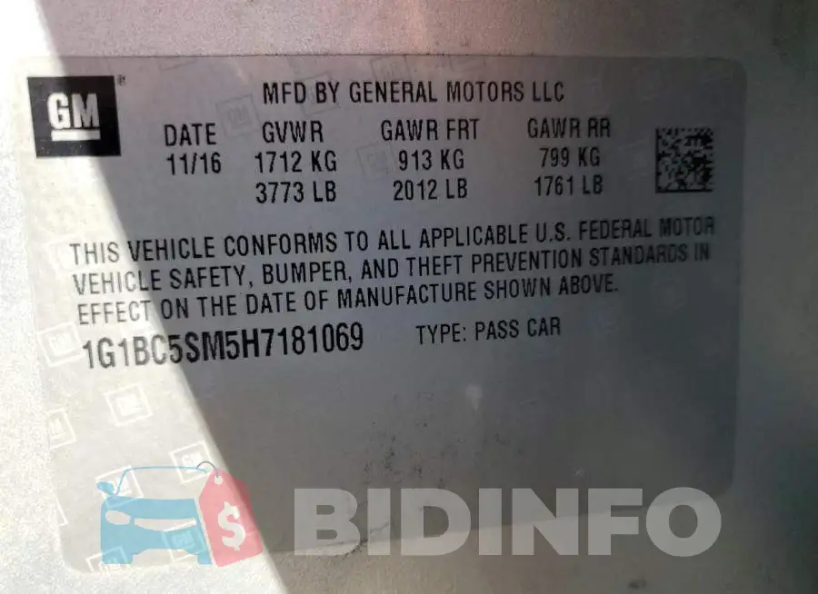 1G1BC5SM5H7181069 Photo# 12