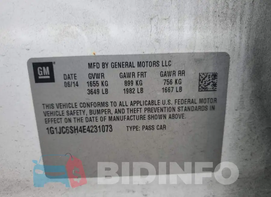 1G1JC6SH4E4231073 Photo# 12