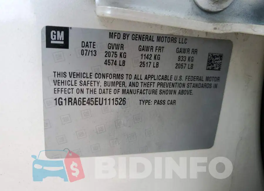 1G1RA6E45EU111526 Photo# 12