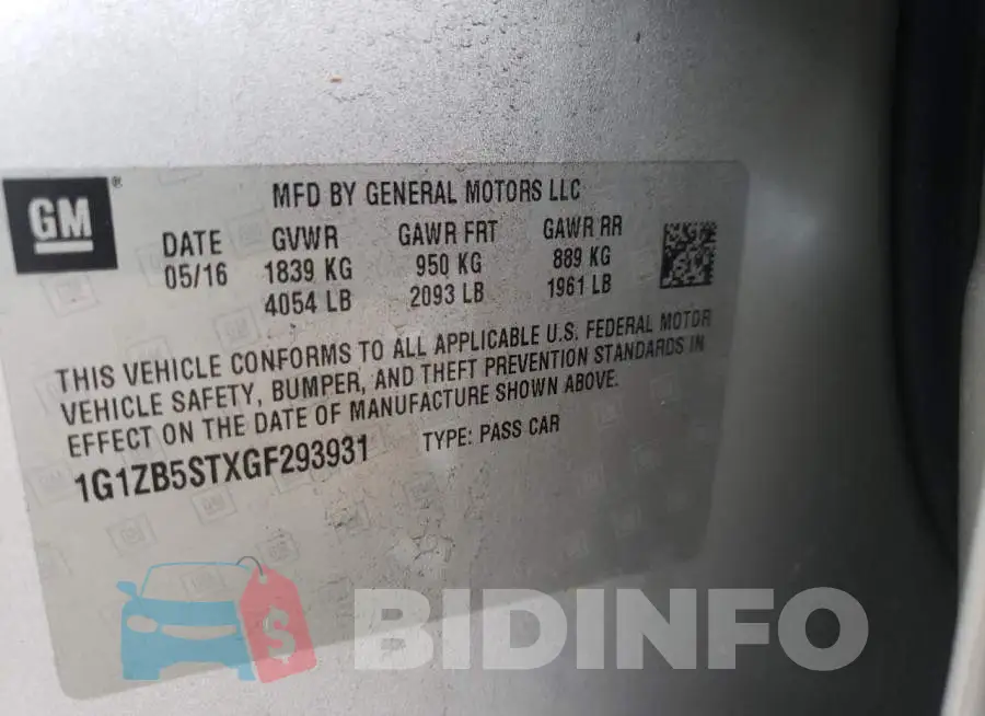 1G1ZB5STXGF293931 Photo# 12