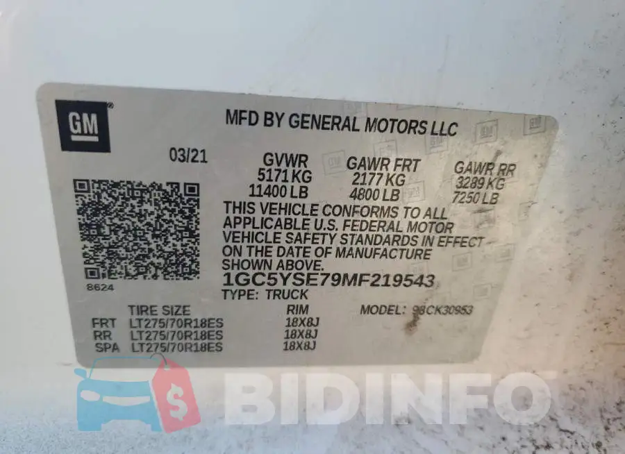 1GC5YSE79MF219543 Photo# 12