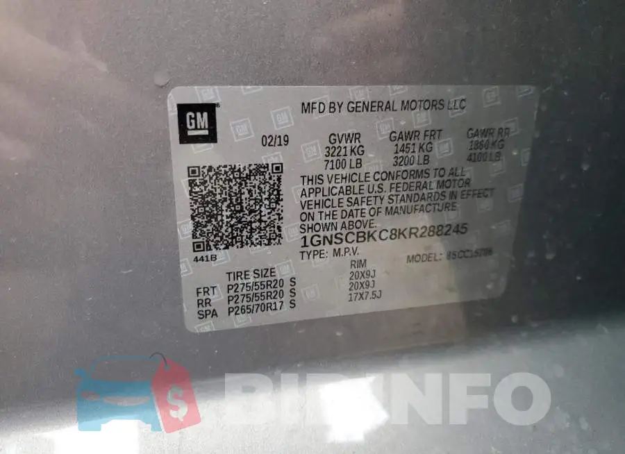 1GNSCBKC8KR288245 Photo# 13