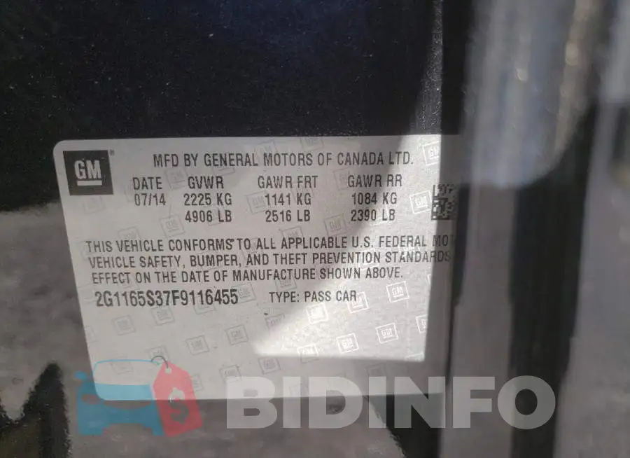 2G1165S37F9116455 Photo# 12