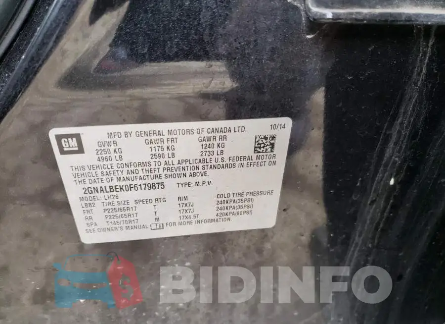 2GNALBEK0F6179875 Photo# 13